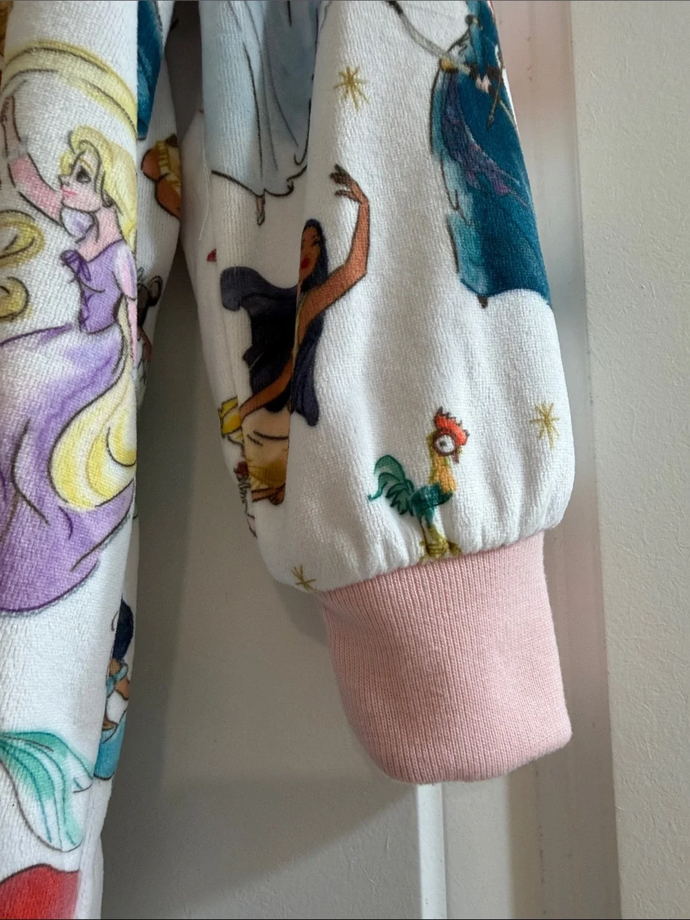 Disney Girls' Princess Hooded One-Piece Zip Fleece PJs